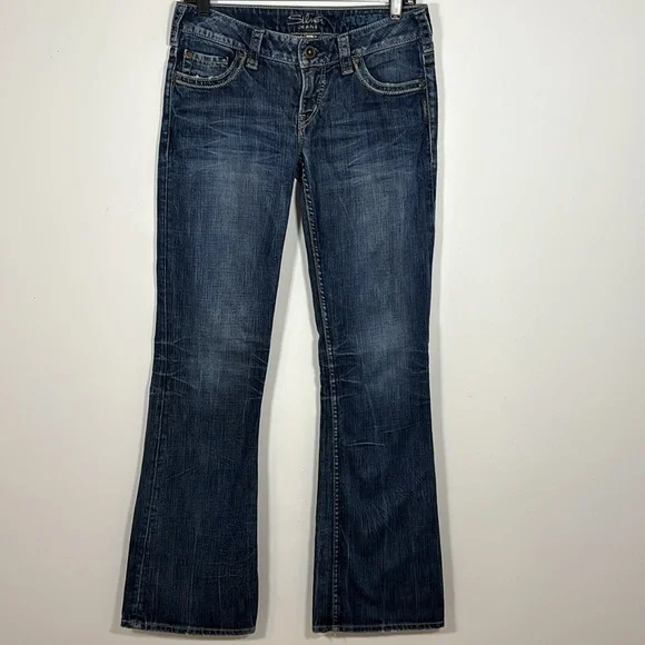 Silver Jeans Pioneer 28 Low Rise Denim Jean Bootcut Y2K Flap Pocket - Picture 2 of 9